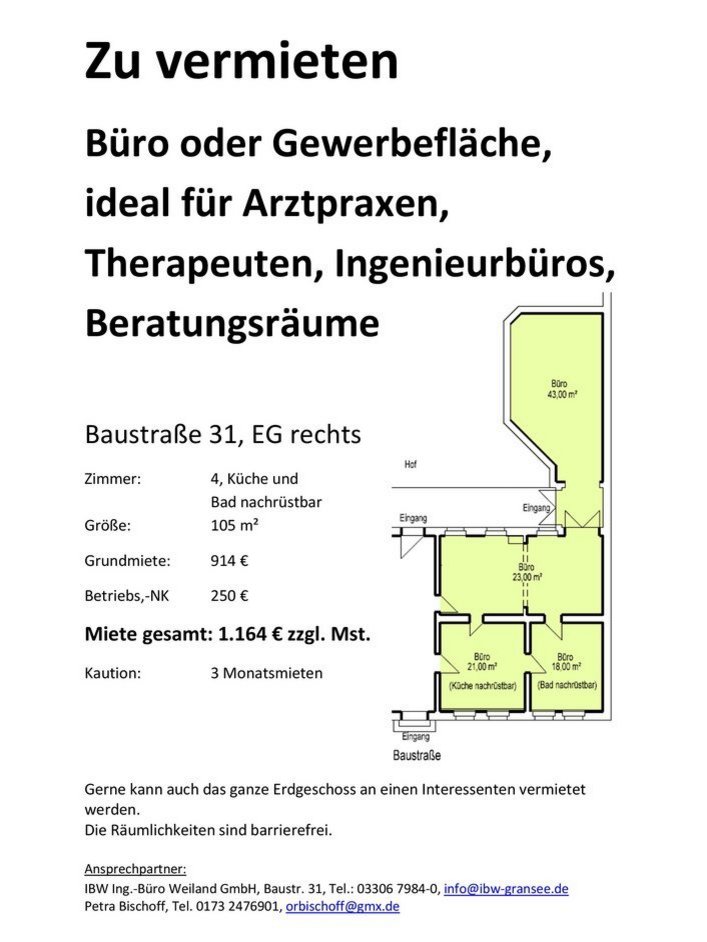 Link zur PDF mit dem Grundriss der Gewerbeeinheit Gransee, Baustr. 31 rechts