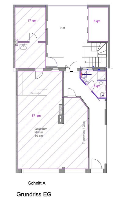 Grundriss der Gewerbefläche im Erdgeschoss Das Bild zeigt den Grundriss der Gewerbefläche im Erdgeschoss